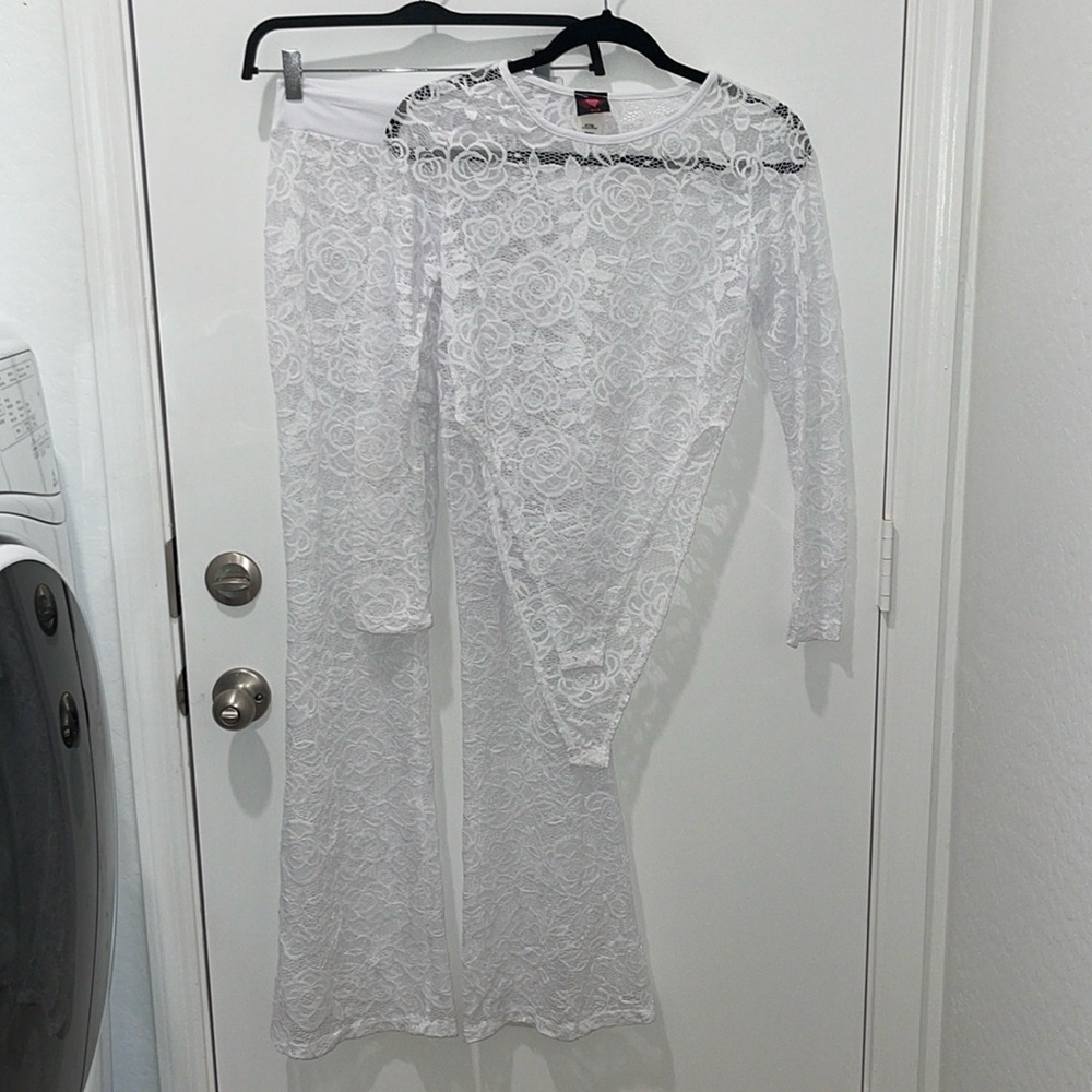 2 piece bodysuit Lace set long sleeve pants set two piece set